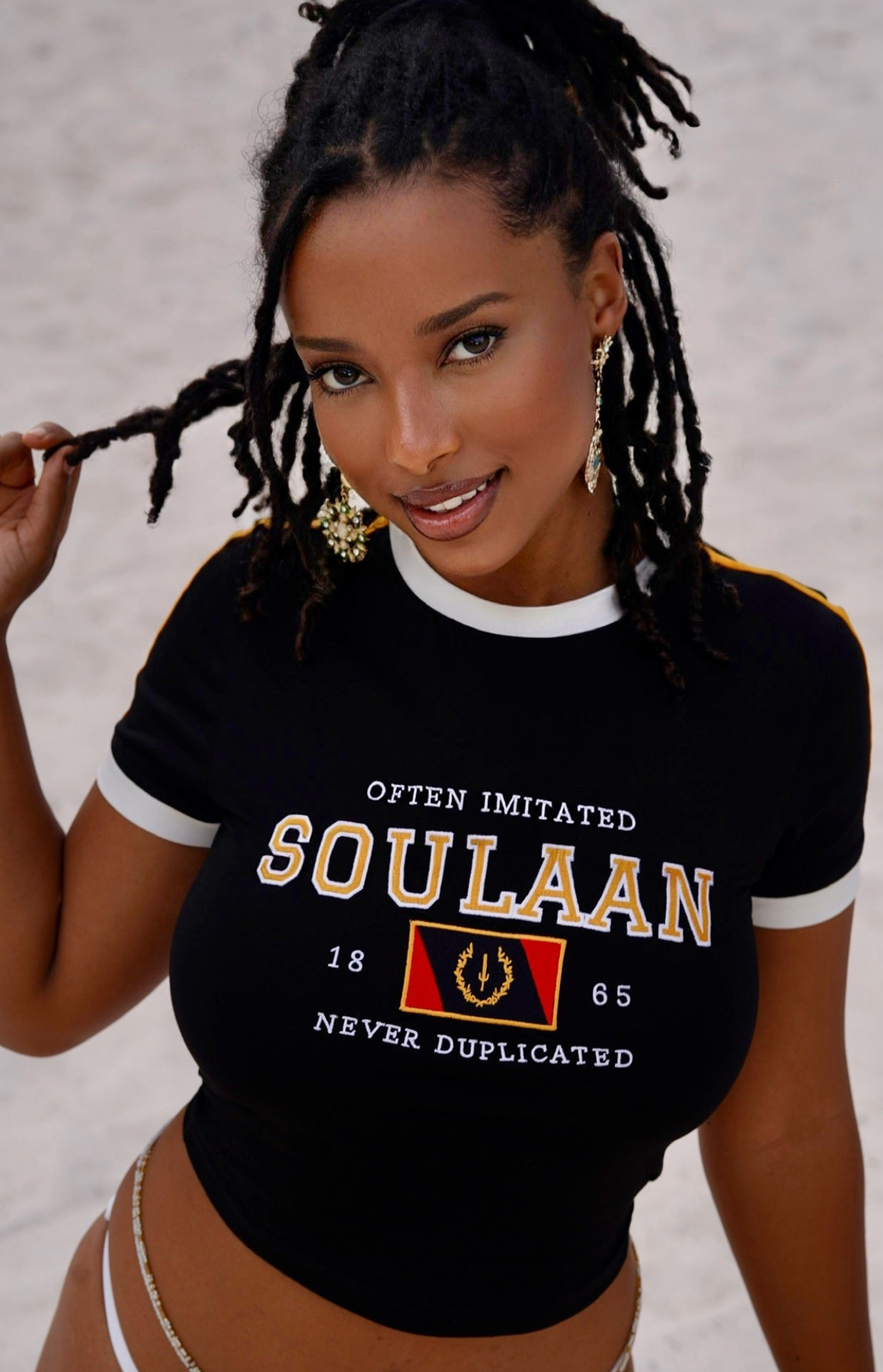Black Heritage Soulaan baby tee (White & Black) – Kelemi Culture